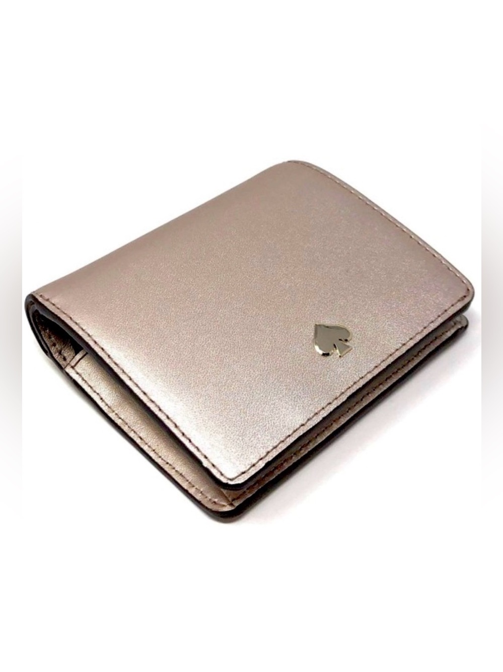 KATE SPADE♠️New York "Nadine" METALLIC BLUSH LEATHER SMALL BIFOLD WALLET🌟NWOT🌟